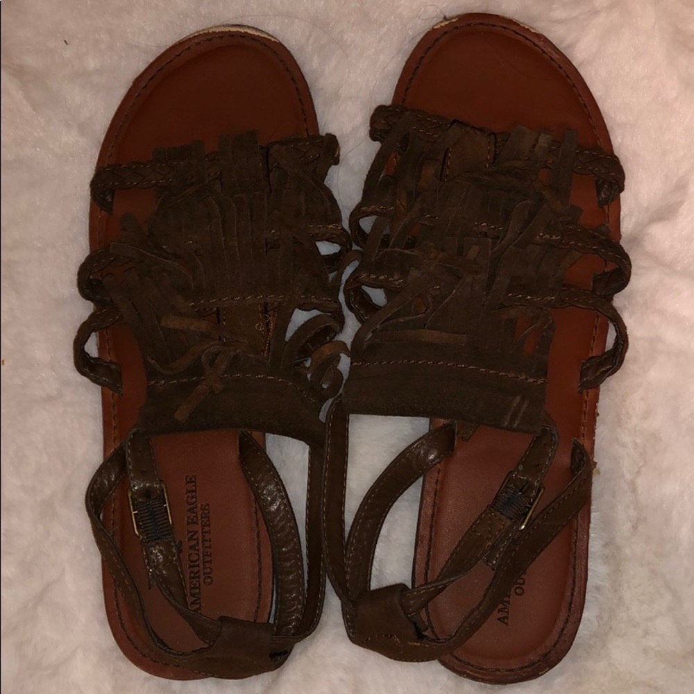 American Eagle Brown Fringe Sandals